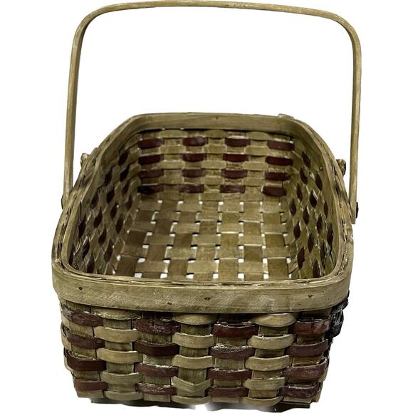 American Patriotic Themed Basket Vintage 15" With Handles Harvest Storage Decor - Picture 3 of 9